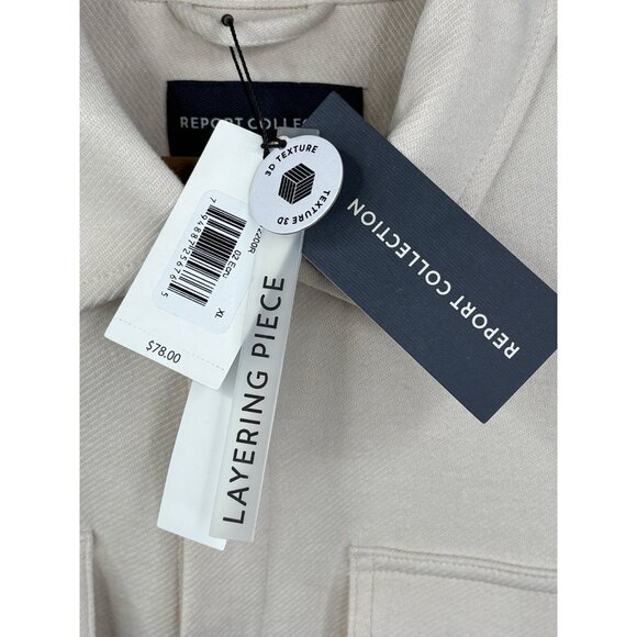 NWT Report Collection Twill Overshirt Men’s XL Cream Long Sleeve Full Snap - Picture 6 of 15